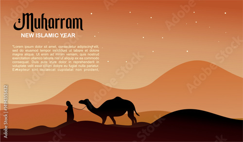 Happy New Hijri Year in Arabic English Greeting Card for new year Simple elegant Vector Art Design post card design idea