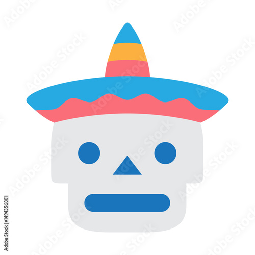 Day of the Dead Skull Vector Flat Icon Design