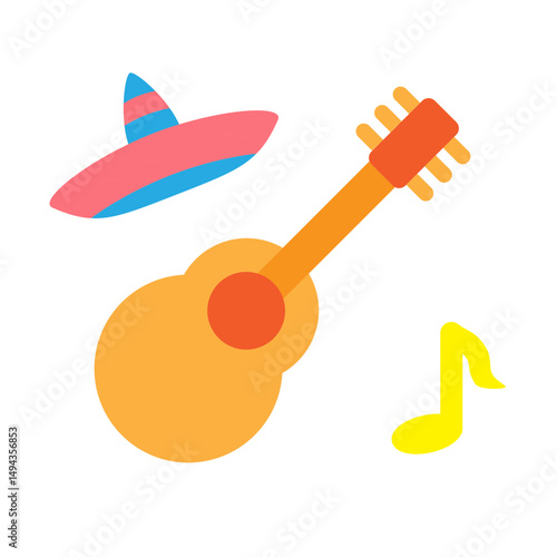 Mexican Street Music Vector Flat Icon Design