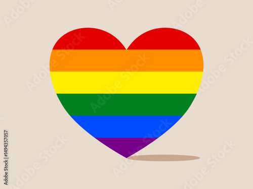 Rainbow heart pride symbol colorful LGBTQ equality love celebration happiness diversity support. vibrant rainbow heart neutral background represents LGBTQ pride love equality and diversity
