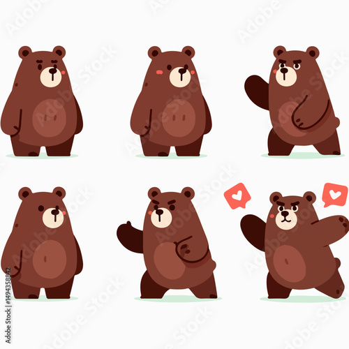 set vektor bear character for animation 
