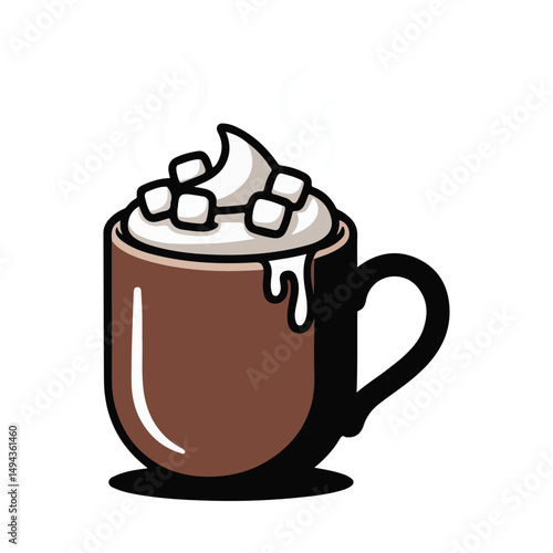 Mug of Hot Chocolate with Marshmallows - Vector Icon 2