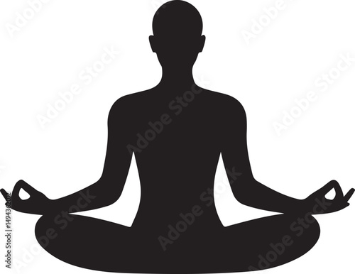 Simple Yoga Pose Silhouette - Vector Icon