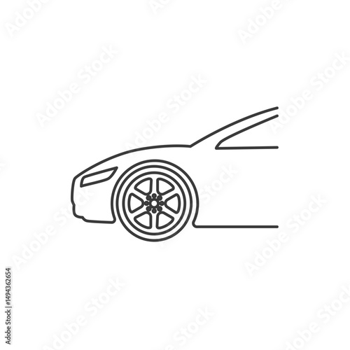 Car rims fitment icon. Car modification icon in outline style.