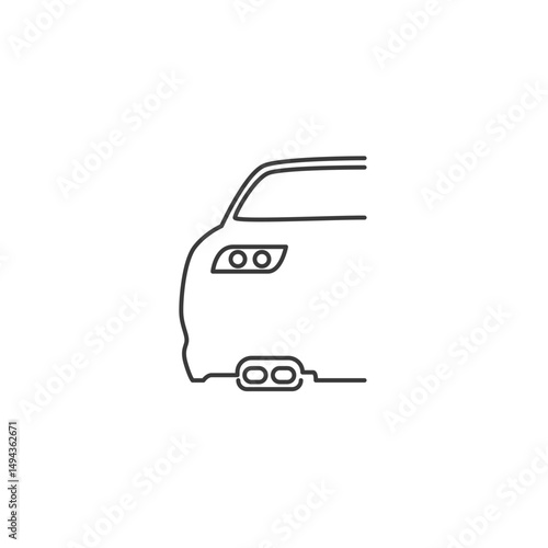 Car muffler icon. Car exhaust system icon. Car modification icon in outline style.