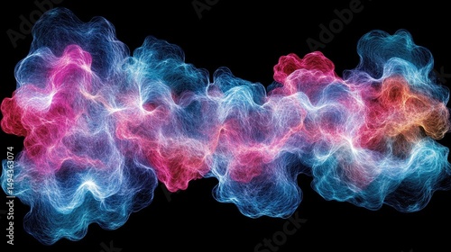 Abstract design of vibrant colored energy forms.