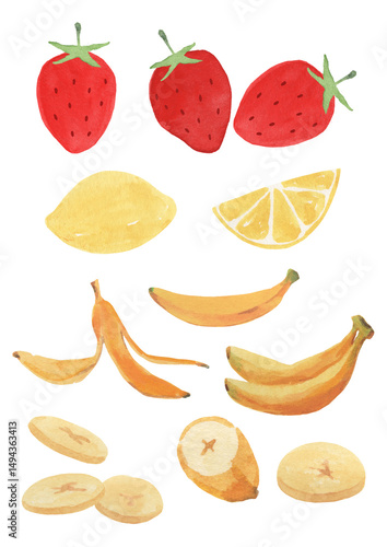 Wallpaper Mural 바나나 딸기 레몬 일러스트 Torontodigital.ca