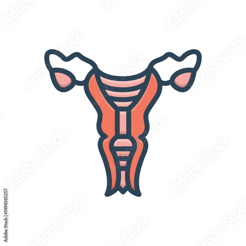 Color illustration icon for uterus