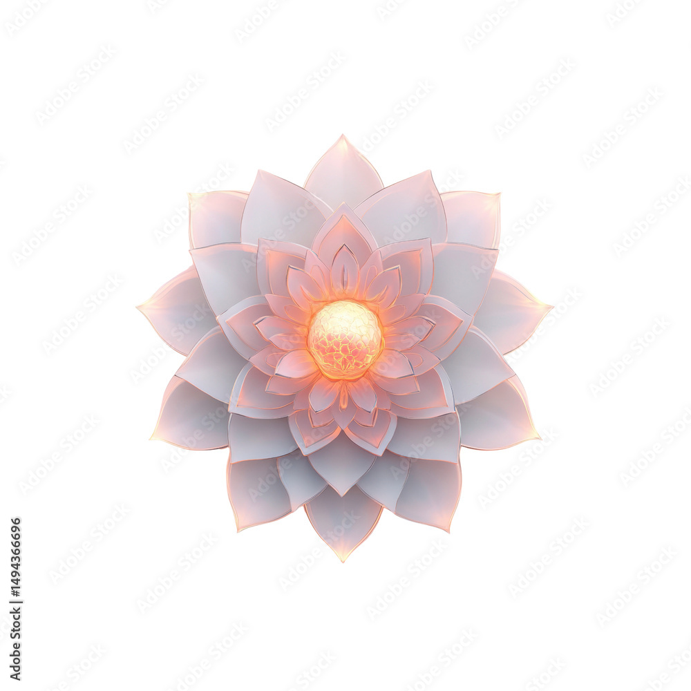 Fototapeta premium Illuminated 3D Lotus Flower Serenity and Inner Peace