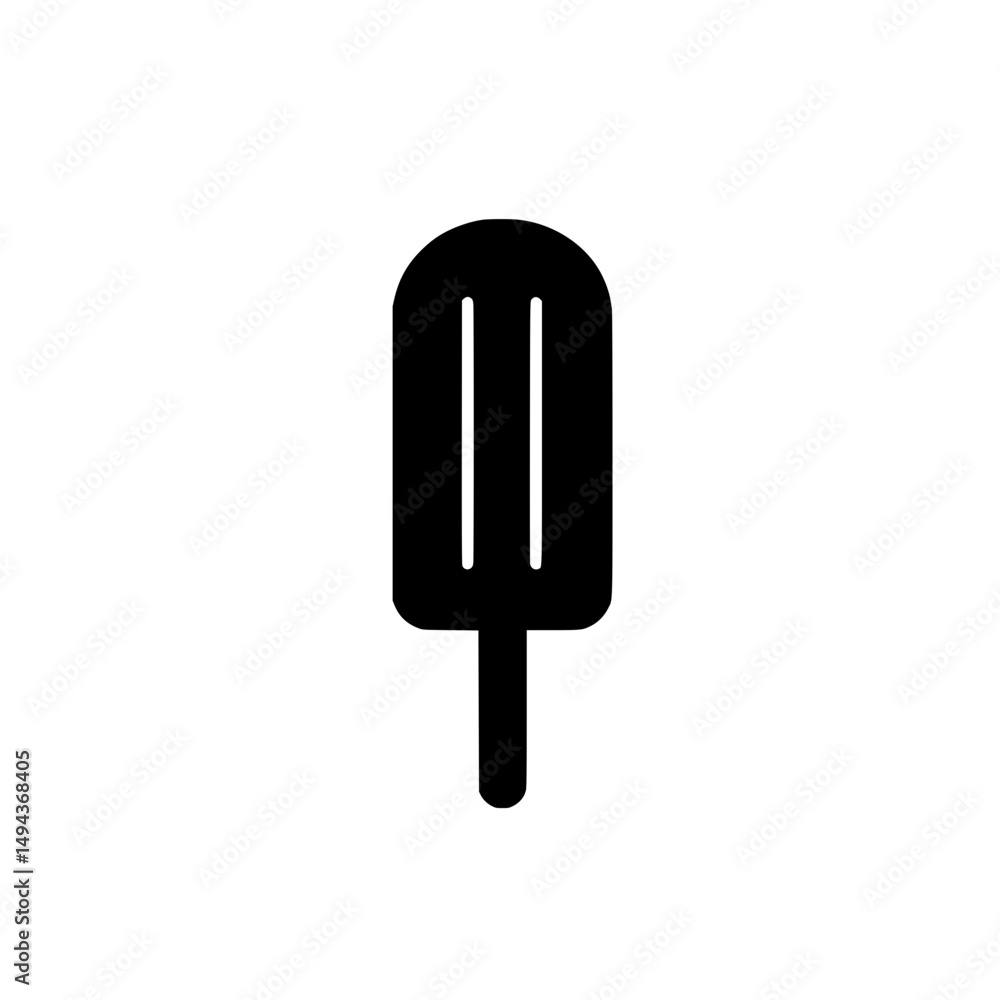 Minimal popsicle icon in solid black style representing summer frozen dessert and sweet treat Minimal popsicle icon in solid black style representing summer frozen dessert and sweet treat