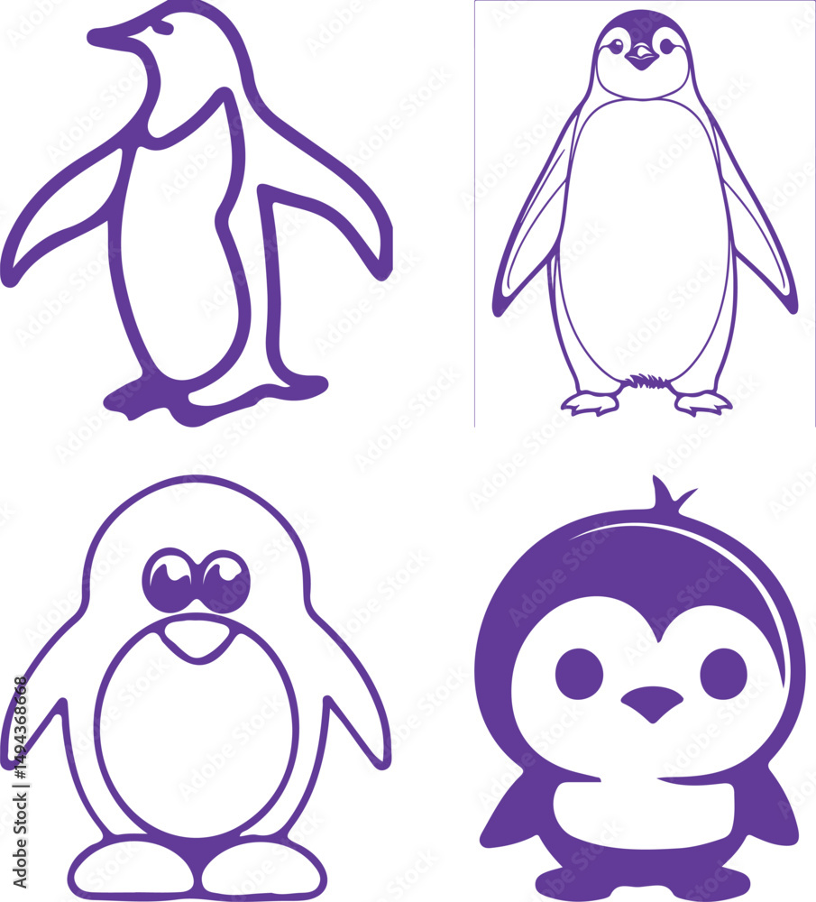 Obraz premium set of penguins on white background