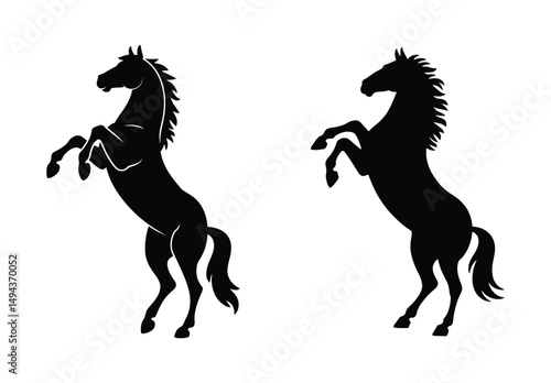 Rearing Horse Silhouette Vector Icons