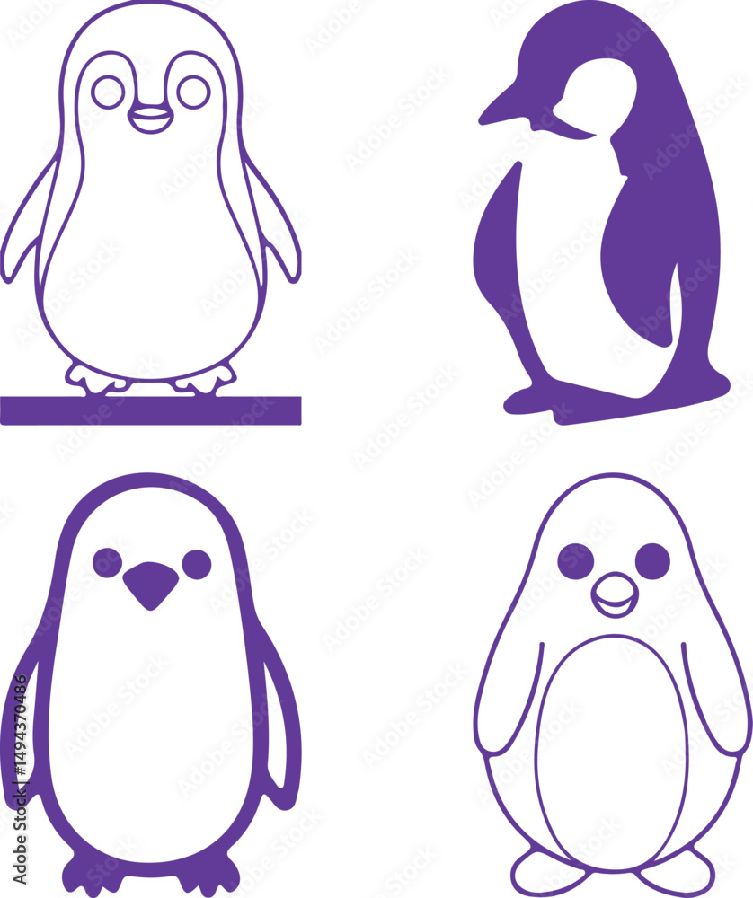 Obraz premium set of penguins on white background