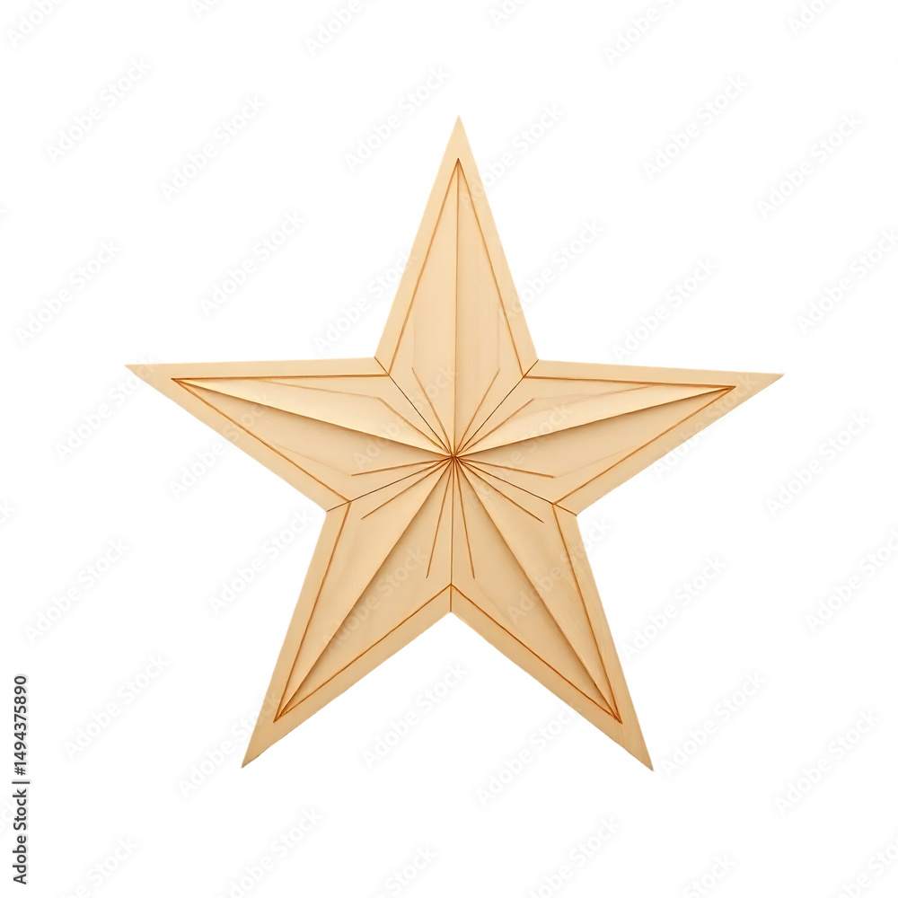 Fototapeta premium Wooden Star Ornament with Geometric Faceting