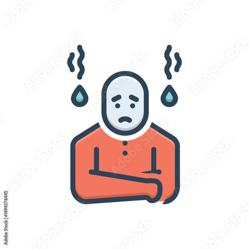 Color illustration icon for illness