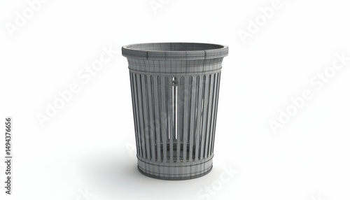 Wallpaper Mural Trash Can Wireframe Model on White Background Torontodigital.ca