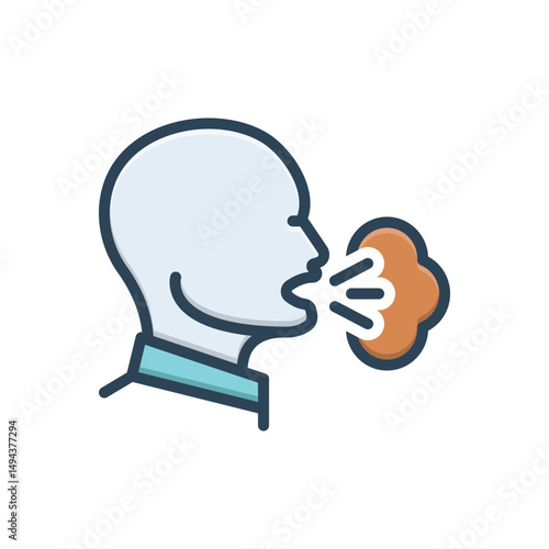 Color illustration icon for cough