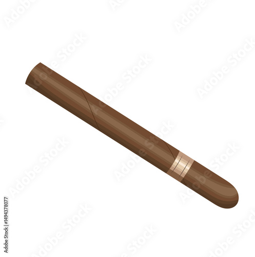 Single Cigar Tobacco Illustration Isolated on White Background