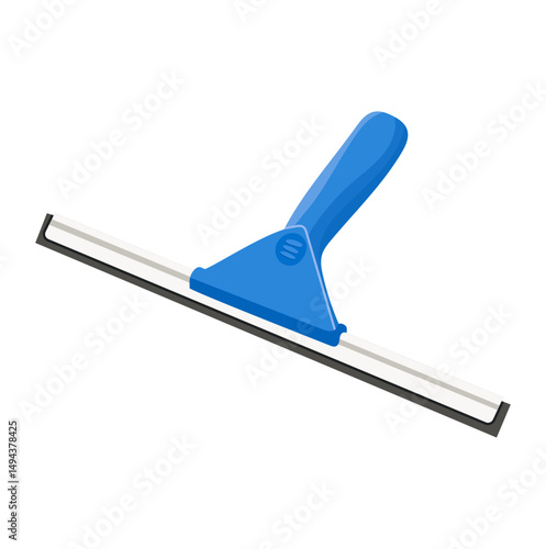 Blue Window Squeegee Tool Illustration Isolated on White Background