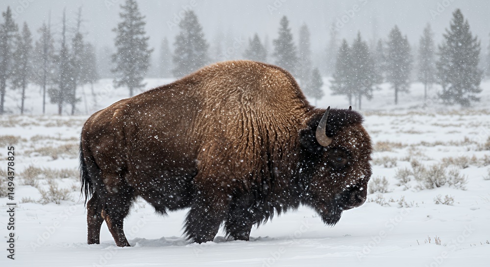 Majestic Bison in a Winter Wonderland Majestic Bison in a Winter Wonderland