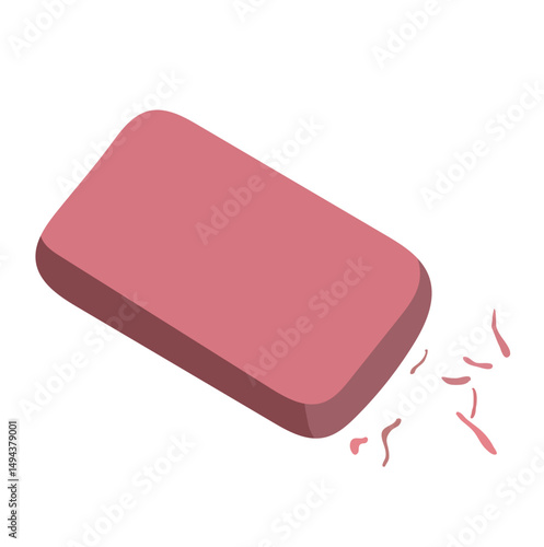 Pink Eraser Stationery Illustration Isolated on White Background