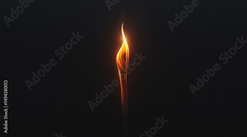 Wallpaper Mural A single, slender flame burns brightly against a stark black background, its light subtly illuminating the surrounding darkness Torontodigital.ca