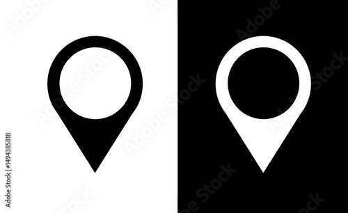 Pinn point white color black background and black color white background. Vector illustration