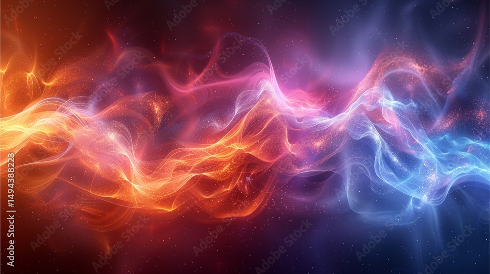 Fototapeta premium Abstract fire and ice background with glowing red and blue flames 