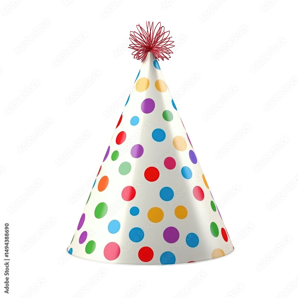 Party Hat With Polka Dots And Elastic Band isolated on a transparent background Party Hat With Polka Dots And Elastic Band isolated on a transparent background