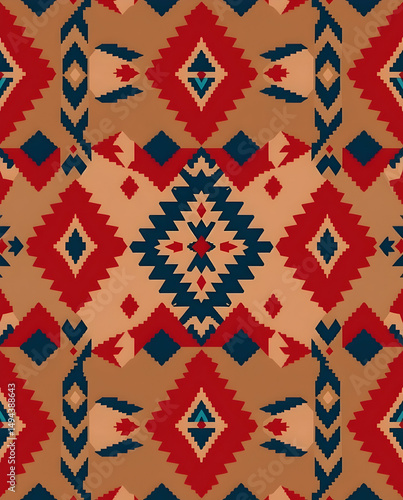 Wallpaper Mural Elegant Bedouin Sadu diamond textile design in crimson, seamless pattern. Torontodigital.ca