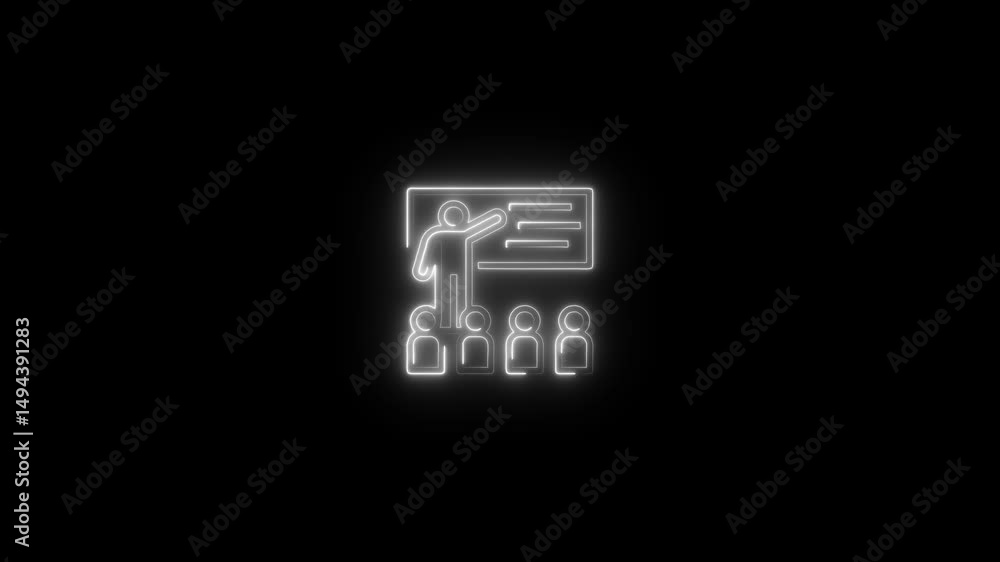 glowing neon education icon animation black background. 4K Video motion graphic animation. glowing neon education icon animation black background. 4K Video motion graphic animation.