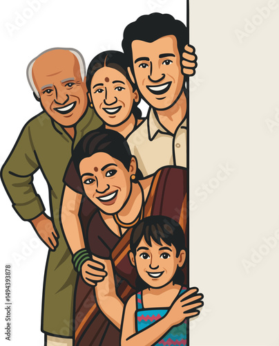 Happy Indian family with smiling face vector illustration