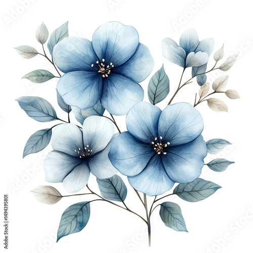 Blue and White Floral Corner Design PNG