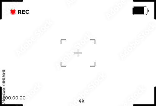 Camera viewfinder screen. rec icon with information and timing. camera screen. camcorder viewfinder graphic elements
