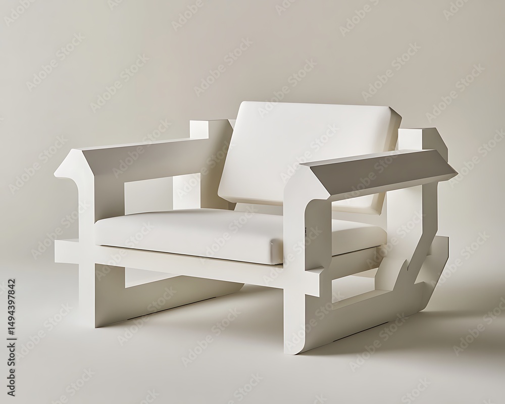 Matte white reading chair with a simple uncluttered design focus Matte white reading chair with a simple uncluttered design focus