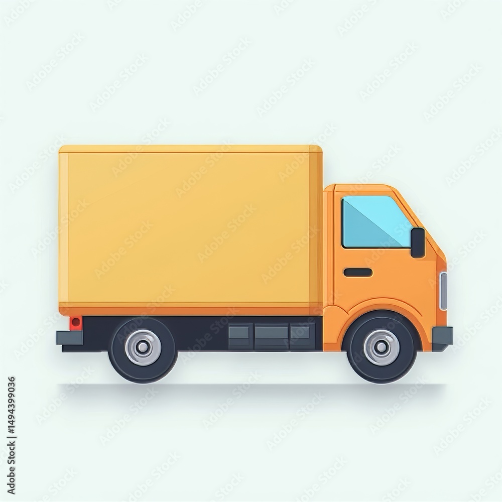Orange Delivery Truck Cartoon Illustration Orange Delivery Truck Cartoon Illustration