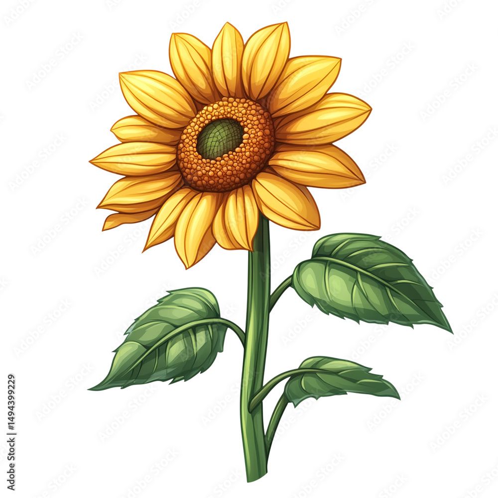 Naklejka premium Bright Yellow Sunflower PNG