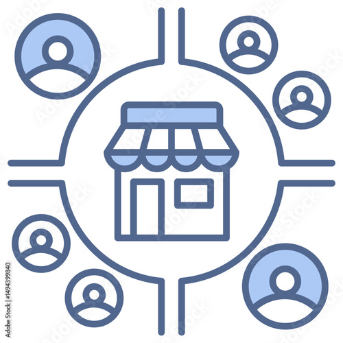 Market Segmentation Blue Icon