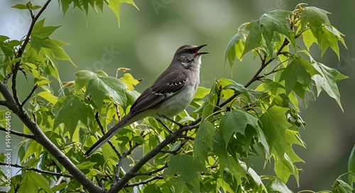 Northern Mockingbird Singing in Spring