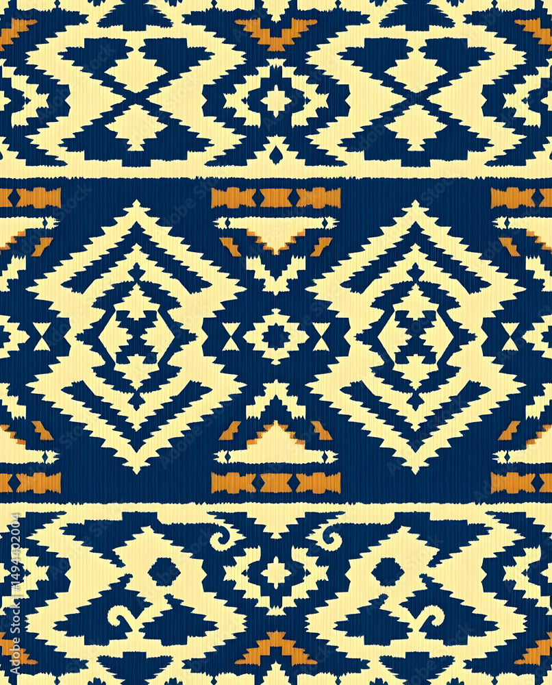 Elegant Bedouin Sadu textile in indigo and tan, seamless pattern. Elegant Bedouin Sadu textile in indigo and tan, seamless pattern.