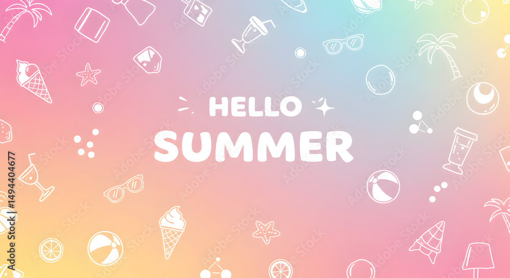 Hello Summer! Pastel Rainbow Background Hello Summer! Pastel Rainbow Background