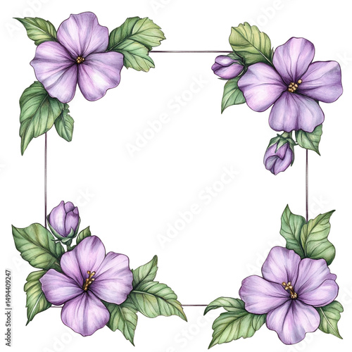 Blue and Gold Floral Frame PNG