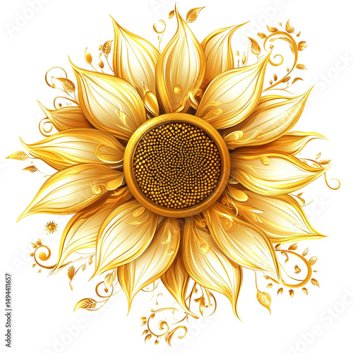 Glowing Sunflower Art PNG