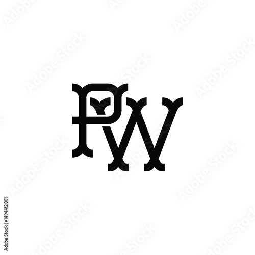 PW monogram logo design letter text name symbol monochrome logotype alphabet character simple logo
