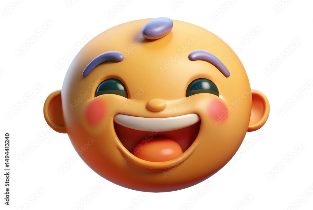 Naklejka premium PNG Cheerful cartoon baby face with bright smile and playful expression