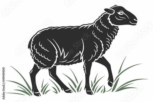 grass up sheep animal  silhouette vector