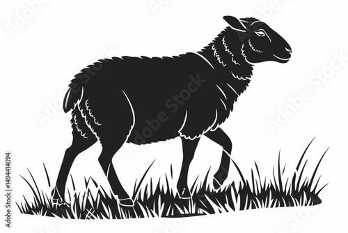grass up sheep animal  silhouette vector