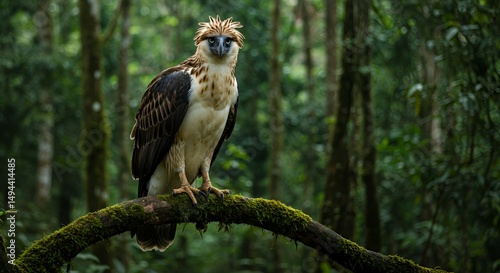 Majestic Philippine Eagle in Lush Rainforest Habitat