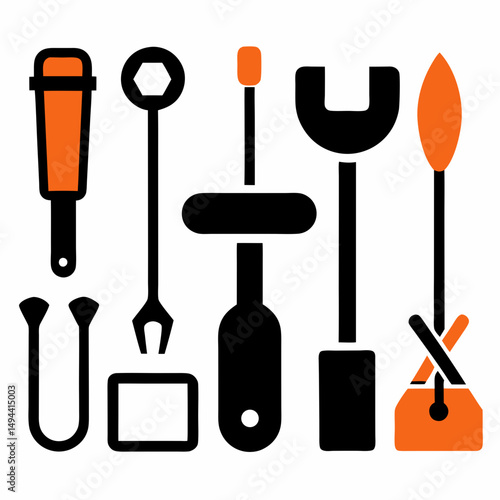 Assorted hand tools and equipment icons