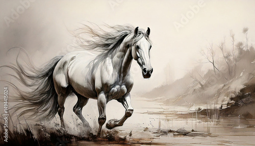 疾走する馬,Generative AI,AI画像